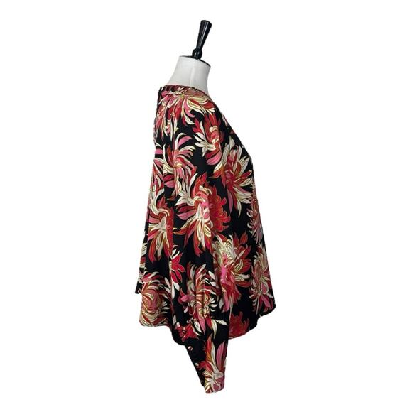 Who What Wear Top Round Neck Long Sleeves Black Red Floral Satin Women’s Size XL - Picture 5 of 14